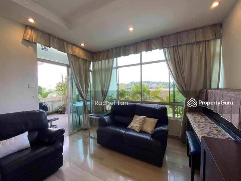 Living room with greenery view