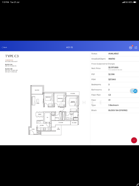 Terra Hill, 18 Yew Siang Road, 3 Bedrooms, 969 sqft, Condominium For Sale, by Aggie Hee, 24226924 - PropertyGuru.com.sg