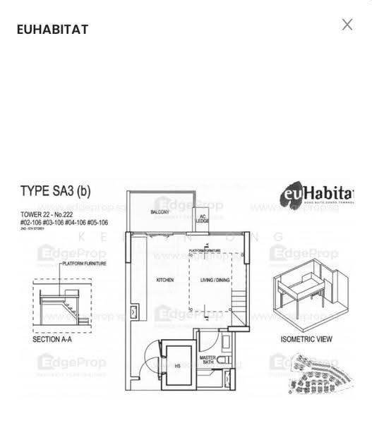 Euhabitat, 252 Jalan Eunos, Eunos / Geylang / Paya Lebar, 1 Bedroom, 527 sqft, Condominium For Rent, by Kelvin Ong, 24229976 - PropertyGuru.com.sg