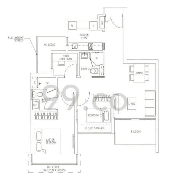 H2O Residences, 32 Fernvale Link, Seletar / Yio Chu Kang, 2 Bedrooms, 883 sqft, Condominium For Rent, by Steven Wen, 24321525 - PropertyGuru.com.sg