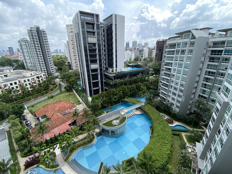 Full open pool view from living room 