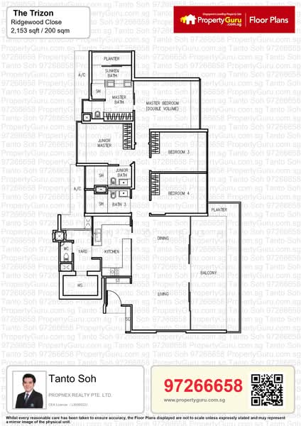 The Trizon, 6 Ridgewood Close, 4 Bedrooms, 2,153 sqft, Condominium For Rent, by Tanto Soh, 24344081 - PropertyGuru.com.sg
