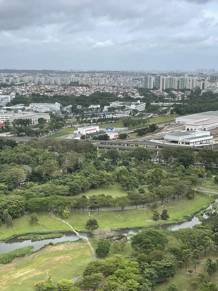 fresh air from park beside condo /service balcony view 