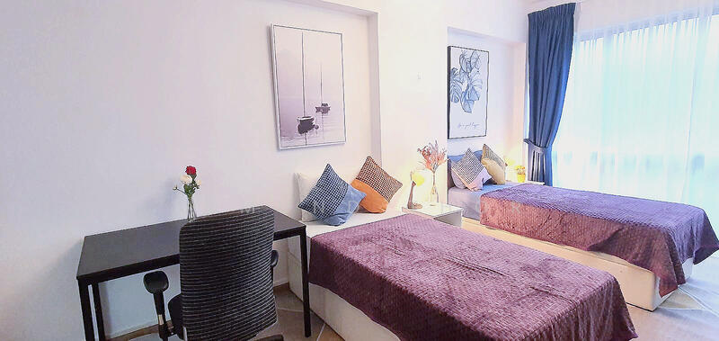 West Bay Condo, 54 West Coast Crescent, 3 Bedrooms, 1,442 sqft, Condominium For Rent, by Edmund Thor, 24432040 - Master Bedroom w 2 single beds - PropertyGuru.com.sg