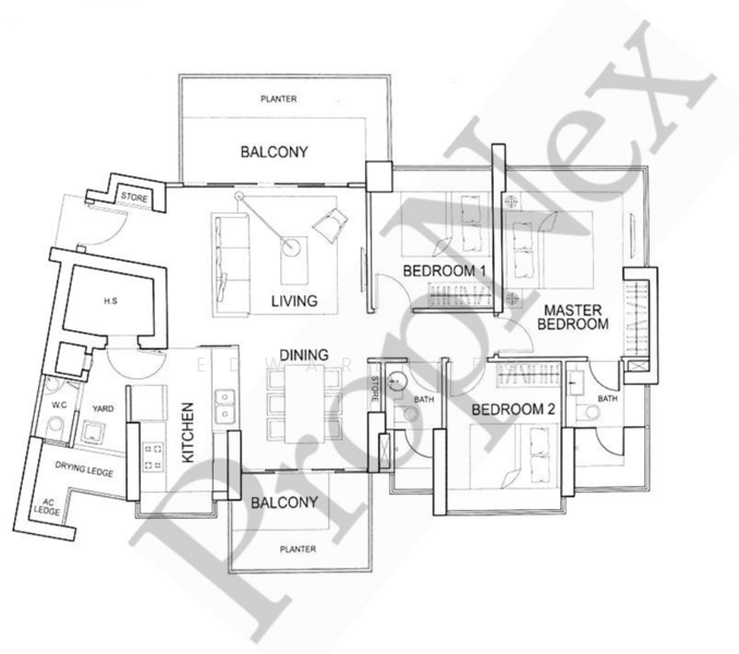 The Regency at Tiong Bahru, 36 Chay Yan Street, 3 Bedrooms, 1,281 sqft, Condominium For Rent, by Edward Yeo, 24467192 - PropertyGuru.com.sg