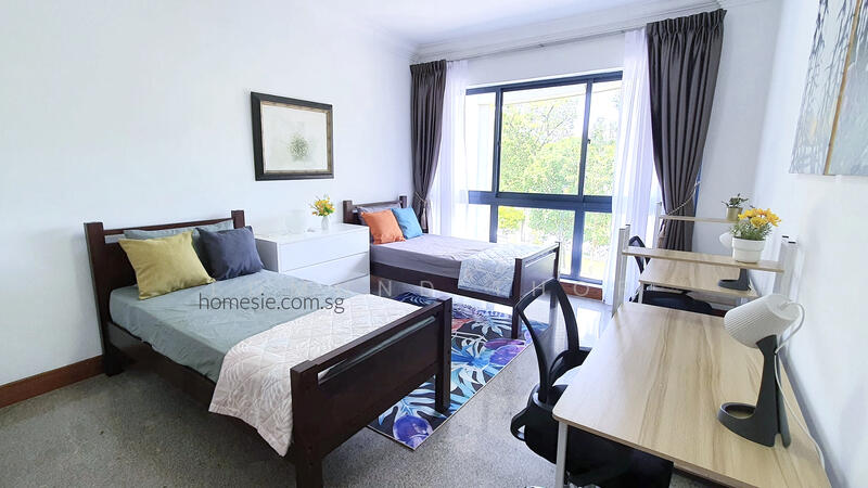 Westcove Condo, 10 West Coast Crescent, 3 Bedrooms, 1,141 sqft, Condominium For Rent, by Edmund Thor, 24501515 - Bedroom 3 with 2 Single Beds - PropertyGuru.com.sg