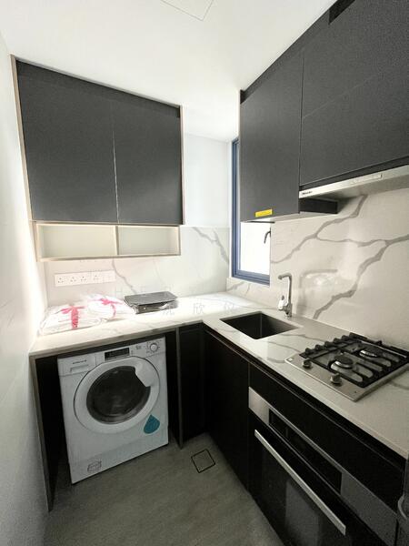 Enclosed kitchen with a window