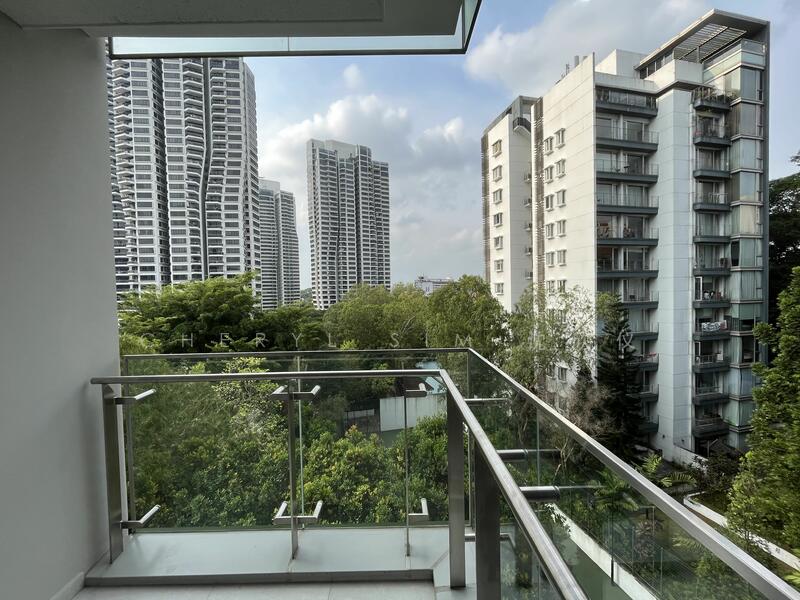 Greenery tree top view from balcony