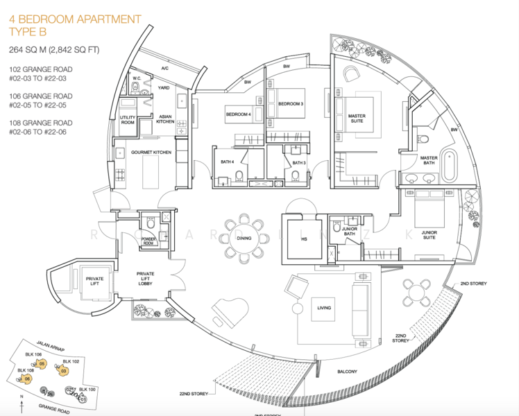 Cliveden at Grange, 100 Grange Road, Tanglin / Holland / Bukit Timah, 4 Bedrooms, 2,842 sqft, Condominium For Sale, by Richard Lin Z K, 24633276 - PropertyGuru.com.sg