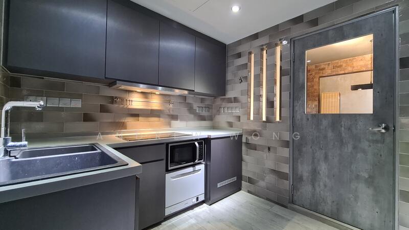 Enclosed Kitchen with induction stove, combi microwave oven & compact dishwasher