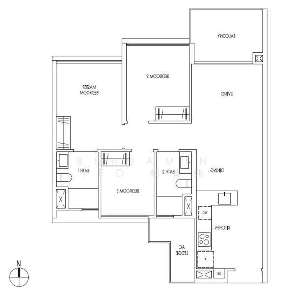 Treasure at Tampines, 55 Tampines Lane, Pasir Ris / Tampines, 3 Bedrooms, 840 sqft, Condominium For Rent, by Benjamin Yeo 杨昔炜, 24733817 - PropertyGuru.com.sg