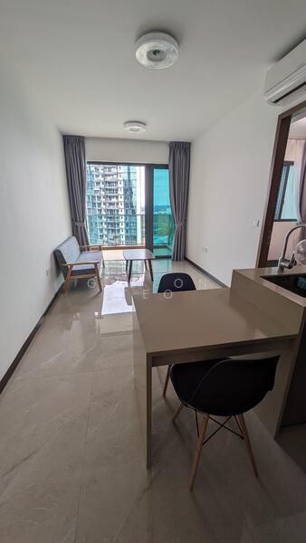 Dining and Living Area with Sofa and Coffee Table