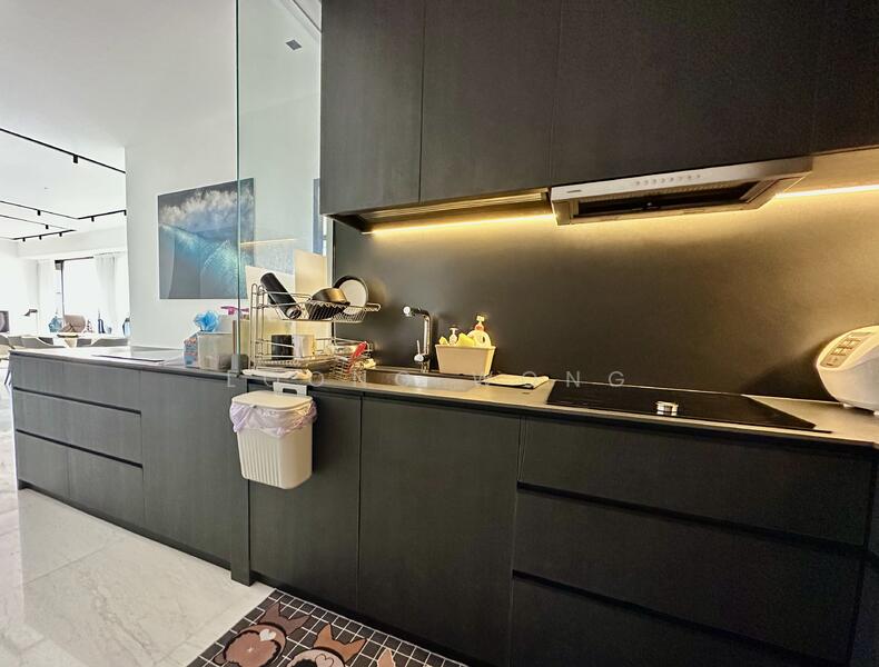 Dry & Wet Kitchens, separated by glass door.