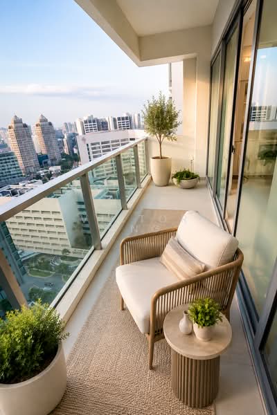 Soleil @ Sinaran, 2 Sinaran Drive, 2 Bedrooms, 936 sqft, Condominium For Sale, by Victor Ong, 24771350 - Balcony(Image generated with AI) - PropertyGuru.com.sg