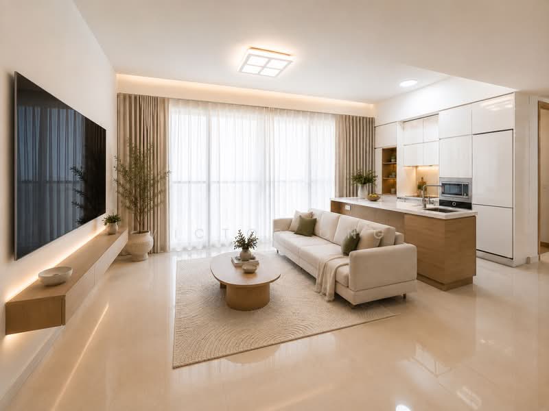 Soleil @ Sinaran, 2 Sinaran Drive, 2 Bedrooms, 936 sqft, Condominium For Sale, by Victor Ong, 24771350 - Living Room (Image generated with AI) - PropertyGuru.com.sg