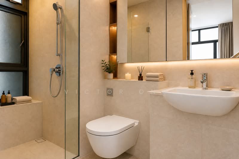 Soleil @ Sinaran, 2 Sinaran Drive, 2 Bedrooms, 936 sqft, Condominium For Sale, by Victor Ong, 24771350 - Masterbath(Image generated with AI) - PropertyGuru.com.sg