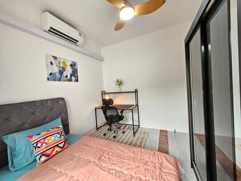 with study table, chair and lamp