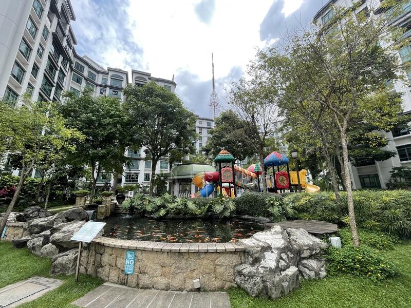 Koi Pond & Playground in front of block
