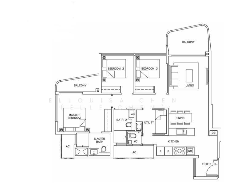 Coastline Residences, 7 Amber Road, East Coast / Marine Parade, 3 Bedrooms, 1,109 sqft, Condominium For Rent, by Ellouisa Chen (Elle Chen), 24858054 - PropertyGuru.com.sg