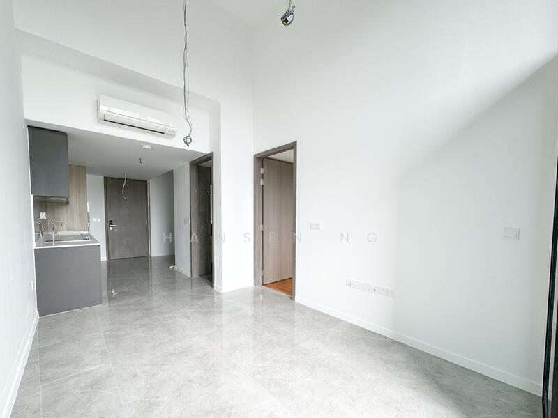 Living room with high ceiling