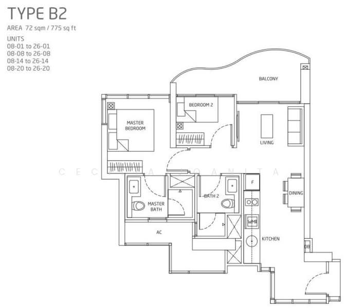 Queens Peak, 3 Dundee Road, 2 Bedrooms, 775 sqft, Condominium For Rent, by Cecilia Joanita, 24926395 - PropertyGuru.com.sg