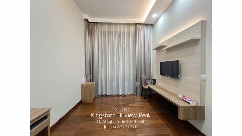 Kingsford Hillview Peak, 103 Hillview Rise, 3 Bedrooms, 1,076 sqft, Condominium For Rent, by Joshua Eswaran Veliappan, 25006965 - PropertyGuru.com.sg