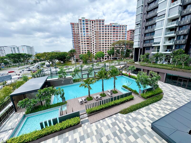 Urban Treasures, 205 Jalan Eunos, Eunos / Geylang / Paya Lebar, 2 Bedrooms, 646 sqft, Condominium For Rent, by Zara Yee, 25061645 - Balcony Pool View - PropertyGuru.com.sg