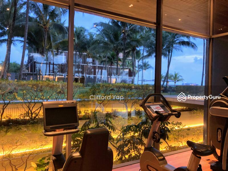 Gym overlooking lawn and pool 