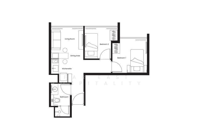 Quincy House Singapore, 5 Holland Village Way, Tanglin / Holland / Bukit Timah, Studio, 247 sqft, Apartment For Rent, by Far East Hospitality, 25225389 - 2 Bedroom Superior Floor Plan - PropertyGuru.com.sg