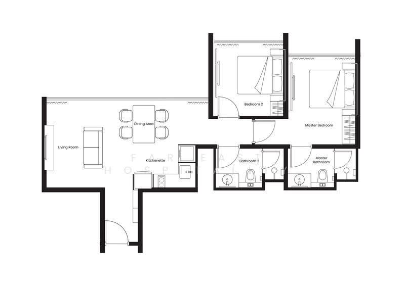Quincy House Singapore, 5 Holland Village Way, Tanglin / Holland / Bukit Timah, Studio, 247 sqft, Apartment For Rent, by Far East Hospitality, 25225389 - 2 Bedroom Deluxe Floor Plan - PropertyGuru.com.sg