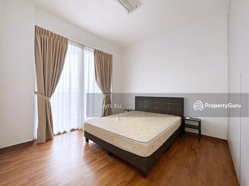 Master bedroom with attached bathroom and balcony