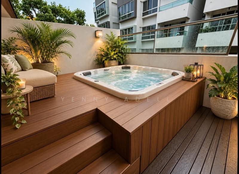 The Ford @ Holland, 1 Ford Avenue, Tanglin / Holland / Bukit Timah, 4 Bedrooms, 3,294 sqft, Cluster House For Rent, by Yenny Adell, 25288814 - Jacuzzi at outdoor master - PropertyGuru.com.sg