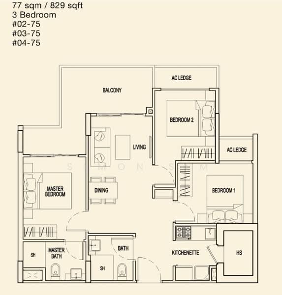 Parc Rosewood, 85 Rosewood Drive, 3 Bedrooms, 829 sqft, Condominium For Rent, by Simon Sim, 25308753 - PropertyGuru.com.sg