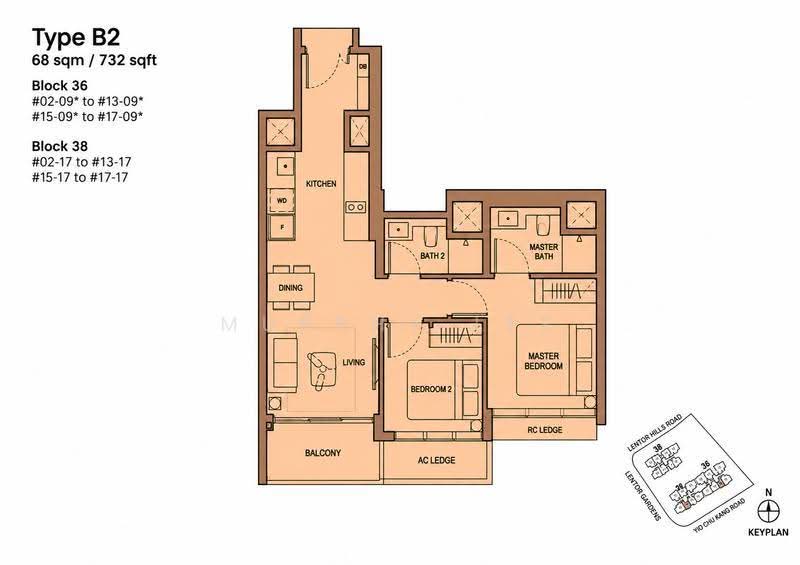 Lentoria, 36 Lentor Hills Road, Mandai / Upper Thomson, 2 Bedrooms, 732 sqft, Condominium For Sale, by Murphy Lee, 25309526 - PropertyGuru.com.sg