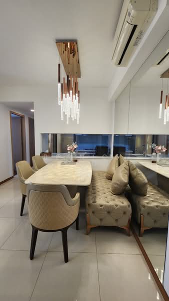 Wandervale, 351 Choa Chu Kang Avenue 3, 3 Bedrooms, 1,098 sqft, Executive Condominium For Rent, by Bernice Ong, 25313009 - Marble Dining Table and Leather Chairs - PropertyGuru.com.sg