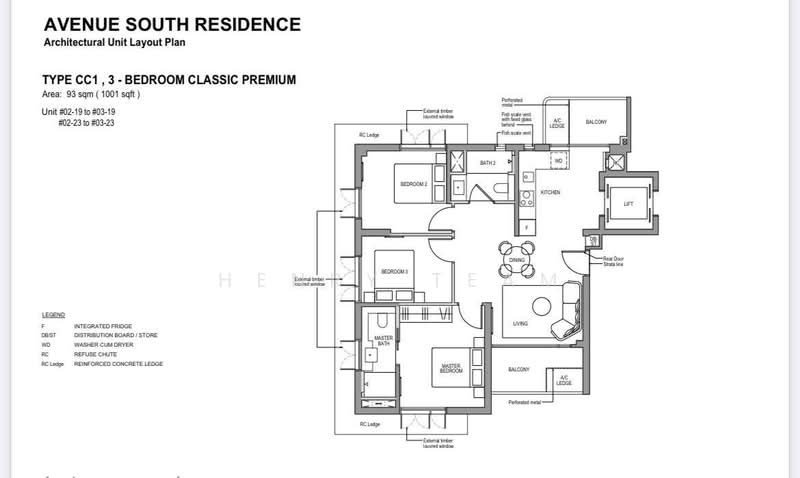 Avenue South Residence, 9 Silat Avenue, 3 Bedrooms, 1,001 sqft, Condominium For Rent, by Henry Team, 25330124 - PropertyGuru.com.sg
