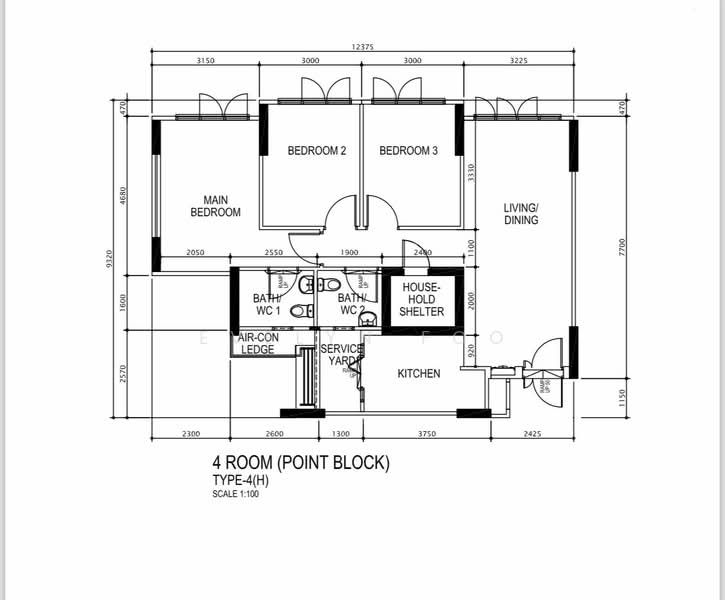 548B Segar Road, 548B Segar Road, 3 Bedrooms, 990 sqft, HDB Flat For Rent, by Evelyn Foo, 25354219 - Original floor plan - PropertyGuru.com.sg