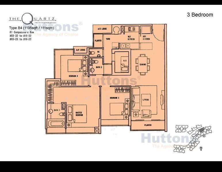 The Quartz, 61 Compassvale Bow, Hougang / Punggol / Sengkang, 3 Bedrooms, 1,195 sqft, Condominium For Rent, by James Mao, 25389546 - PropertyGuru.com.sg