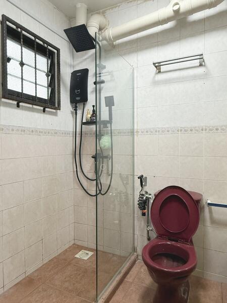 Master Bathroom with New Shower Screen, New Shower Facilities and New Door installed.