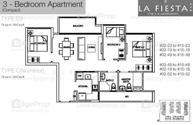 La Fiesta, 58 Sengkang Square, Hougang / Punggol / Sengkang, 3 Bedrooms, 840 sqft, Condominium For Rent, by Jolene Zhang, 25410838 - PropertyGuru.com.sg