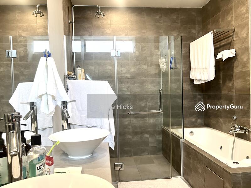 Master Bathroom with bathtub and separate standing shower. 