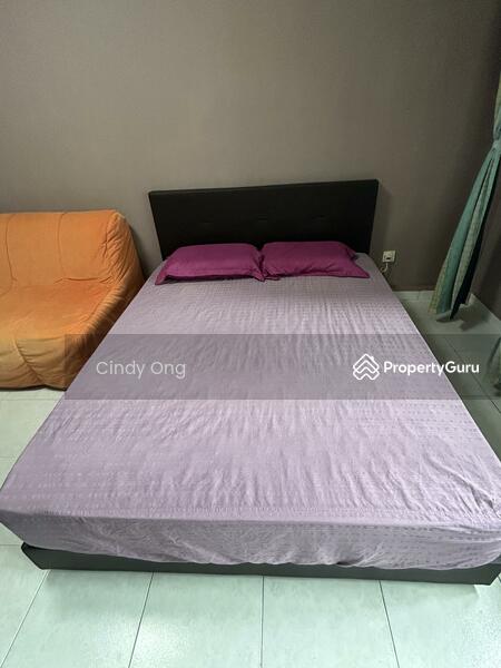 bed frame with new queen size mattress