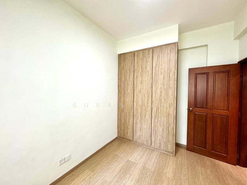 Bedroom 2 with new flooring and wardrobes