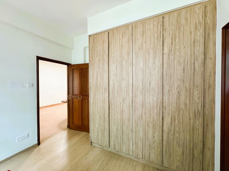 Master bedroom with new flooring and wardrobes