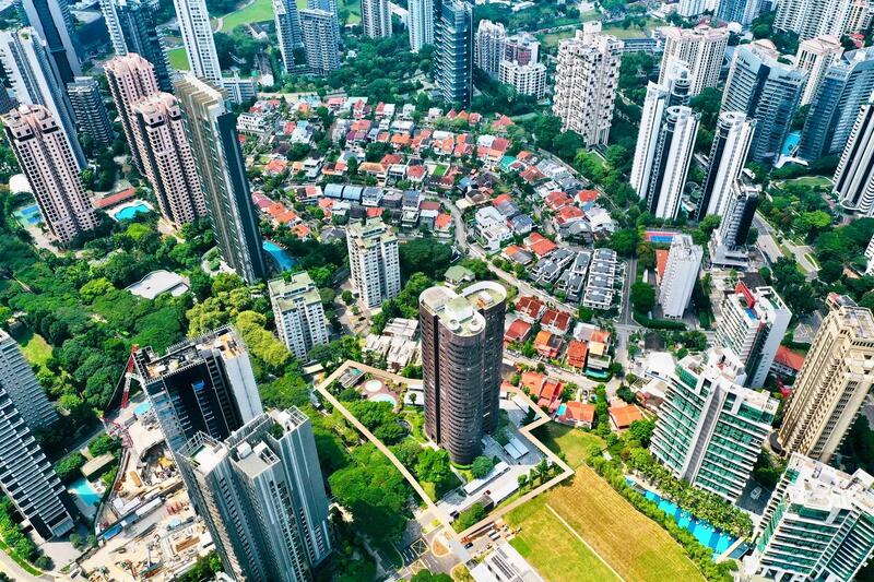 Aerial Orchard Penthouse surrounded by One Tree Hill landed enclave