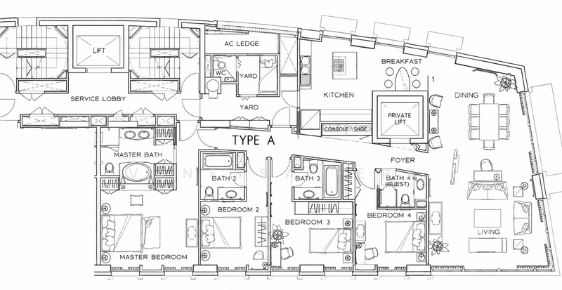 The Tomlinson, 20 Cuscaden Road, 2 Bedrooms, 2,347 sqft, Apartment For Sale, by Vanessa Terk, 25483898 - Original 4 bedroom floor plan - PropertyGuru.com.sg