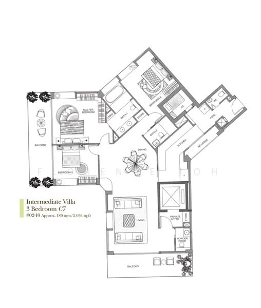 Belle Vue Residences, 15 Oxley Walk, 3 Bedrooms, 2,034 sqft, Condominium For Sale, by Florence Toh, 25497184 - PropertyGuru.com.sg