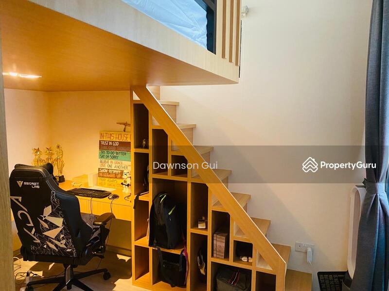 Bedroom 2 was created with study area below and bed on top of loft with stairway