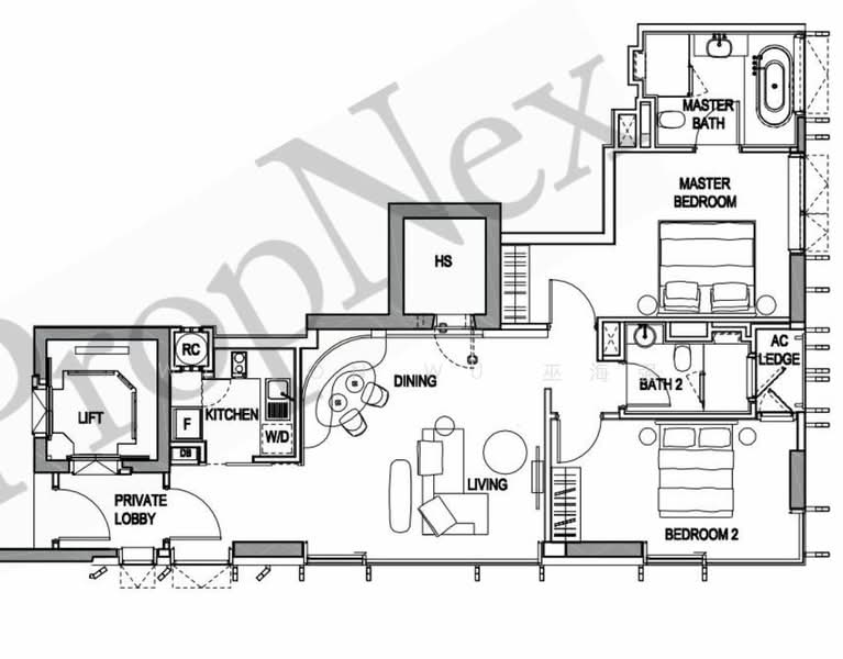 3 Orchard By-The-Park, 3 Orchard Boulevard, 2 Bedrooms, 1,066 sqft, Condominium For Rent, by Wilson Wu 巫海强, 25530292 - PropertyGuru.com.sg