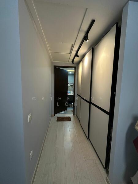 Bedroom wardrobe leads to bathroom